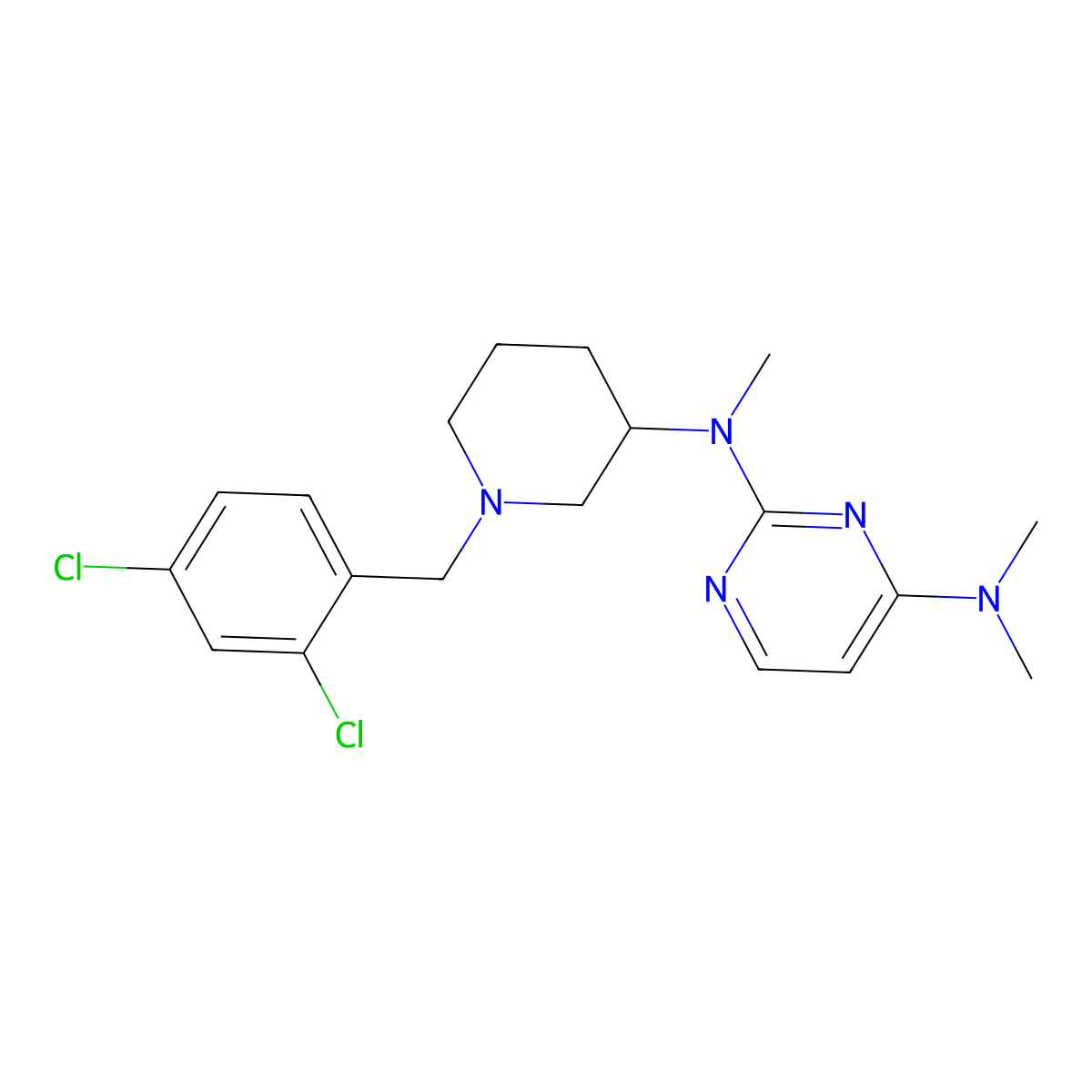N2-{1-[(2,4-dichlorophenyl)methyl]piperidin-3-yl}-N2,N4,N4-trimethylpyrimidine-2,4-diamine molecular structure, CAS 3030841-60-9