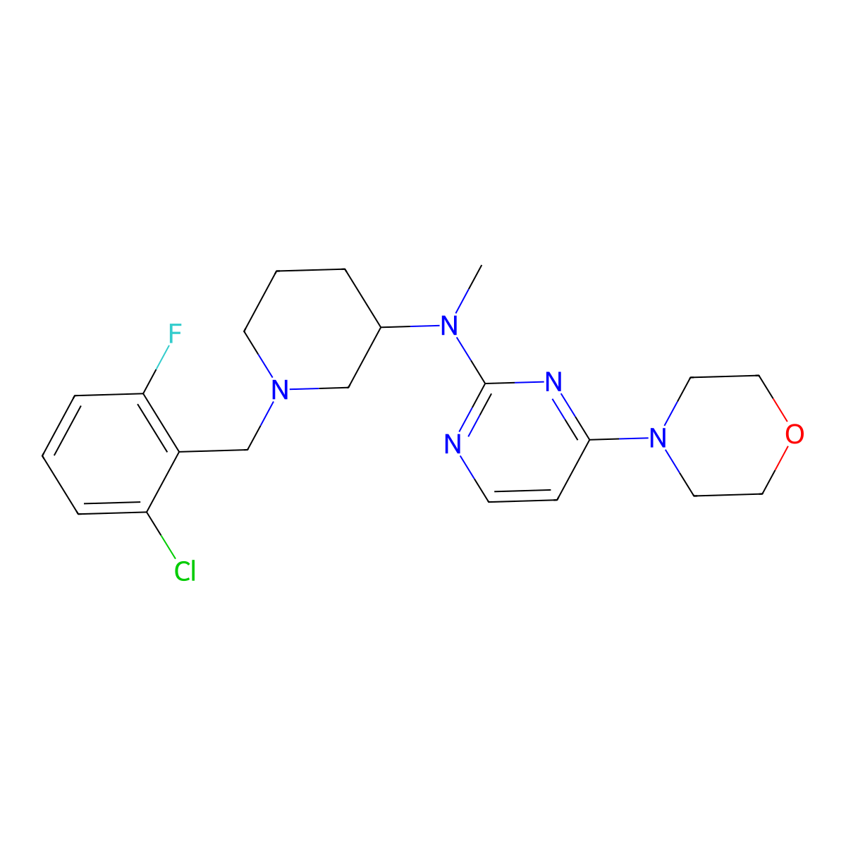 N-{1-[(2-chloro-6-fluorophenyl)methyl]piperidin-3-yl}-N-methyl-4-(morpholin-4-yl)pyrimidin-2-amine molecular structure, CAS 3030841-62-1