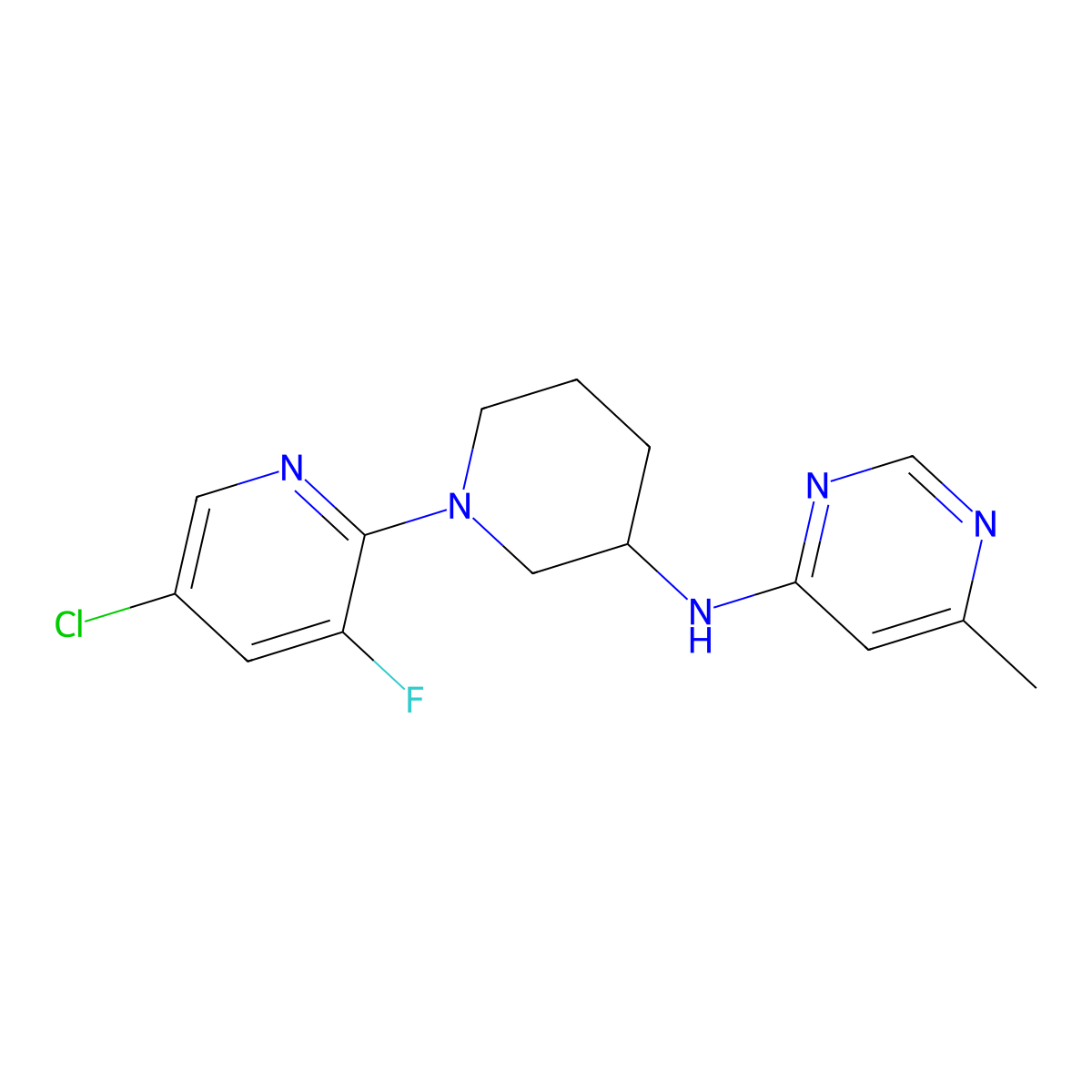 N-[1-(5-chloro-3-fluoropyridin-2-yl)piperidin-3-yl]-6-methylpyrimidin-4-amine molecular structure, CAS 3030841-64-3