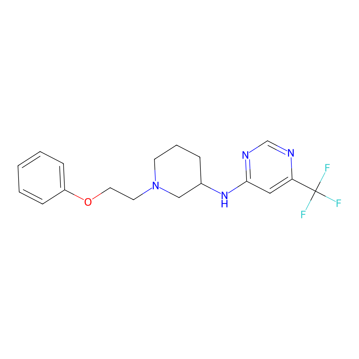 N-[1-(2-phenoxyethyl)piperidin-3-yl]-6-(trifluoromethyl)pyrimidin-4-amine molecular structure, CAS 3030841-66-5