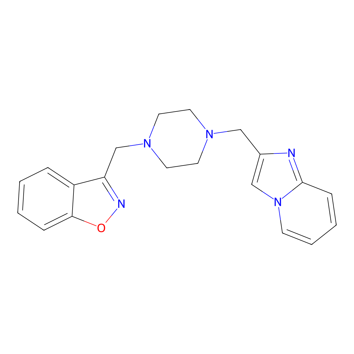 3-{[4-({Imidazo[1,2-a]pyridin-2-yl}methyl)piperazin-1-yl]methyl}-1,2-benzoxazole molecular structure, CAS 3030841-76-7