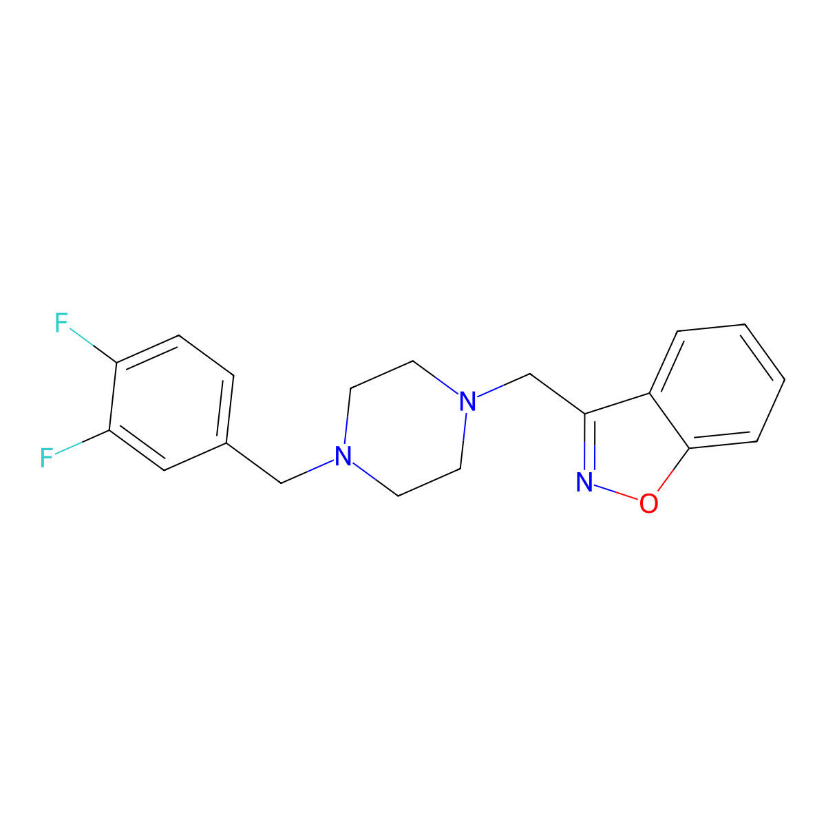3-({4-[(3,4-Difluorophenyl)methyl]piperazin-1-yl}methyl)-1,2-benzoxazole molecular structure, CAS 3030841-80-3