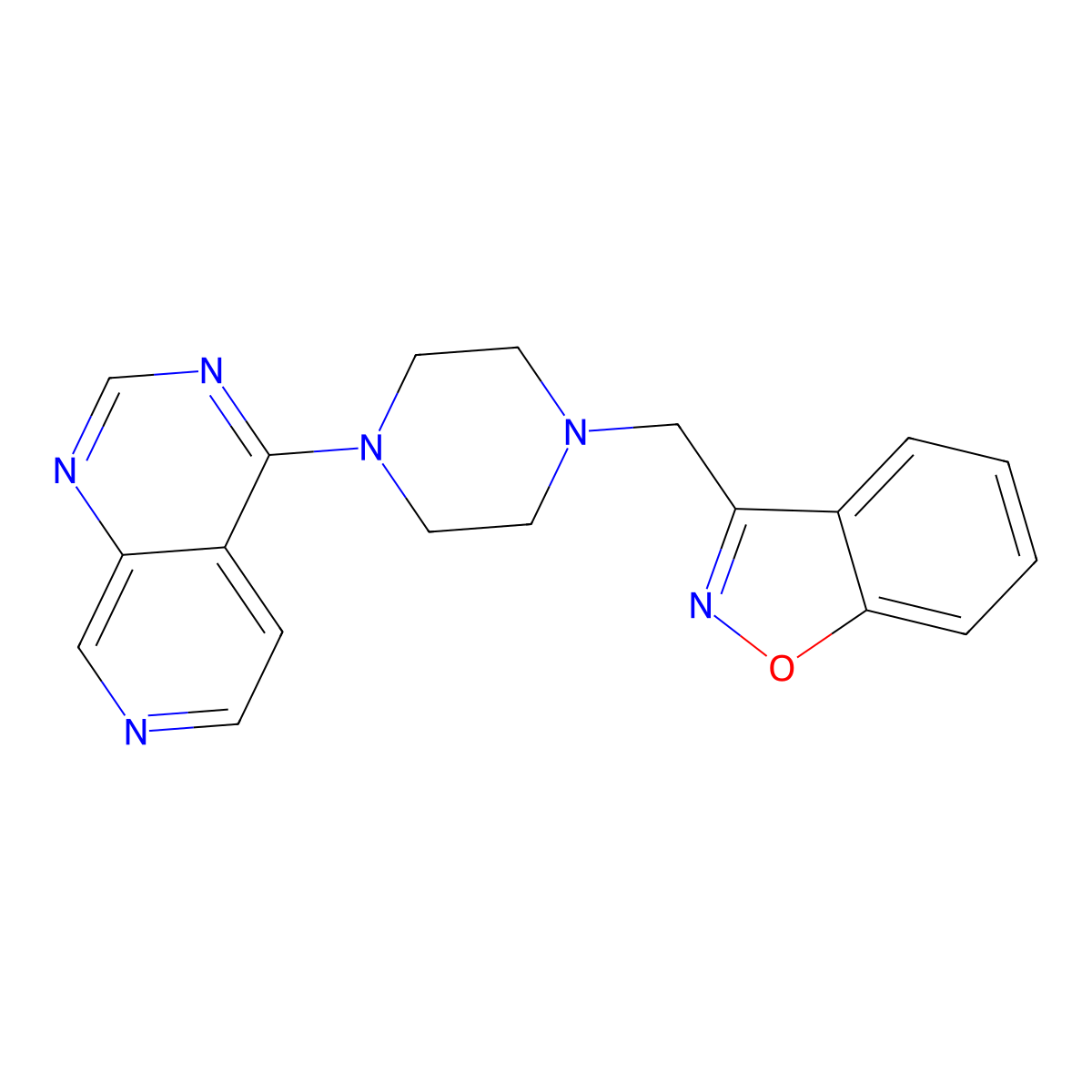 3-[(4-{Pyrido[3,4-d]pyrimidin-4-yl}piperazin-1-yl)methyl]-1,2-benzoxazole molecular structure, CAS 3030841-83-6