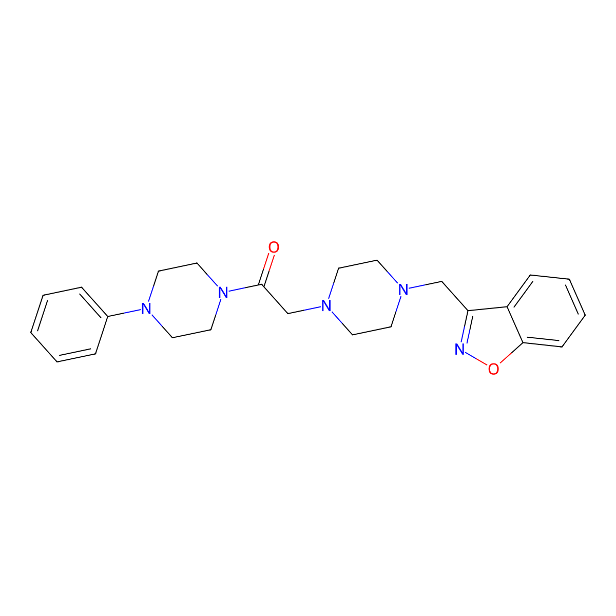 2-{4-[(1,2-Benzoxazol-3-yl)methyl]piperazin-1-yl}-1-(4-phenylpiperazin-1-yl)ethan-1-one molecular structure, CAS 3030841-86-9