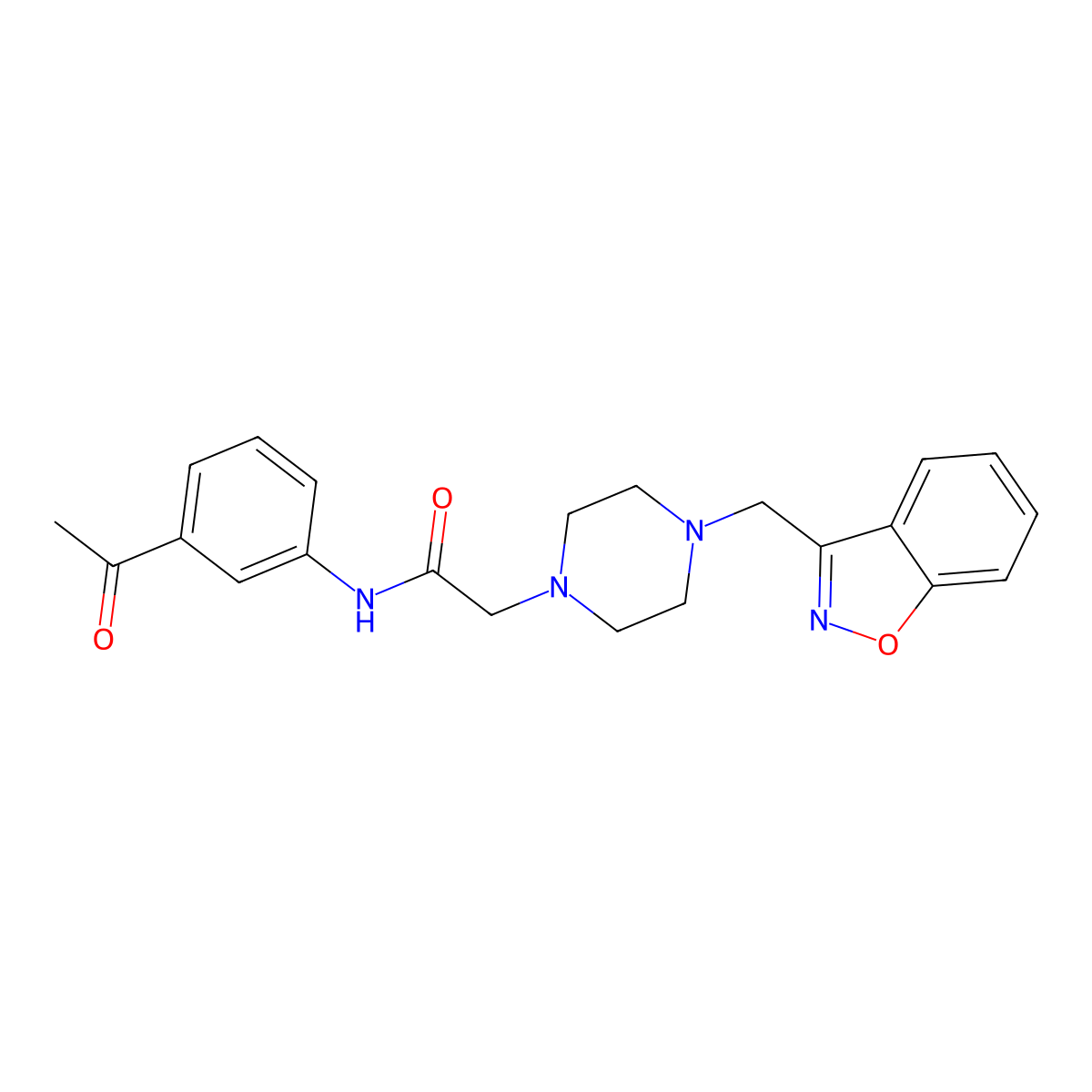 N-(3-acetylphenyl)-2-{4-[(1,2-benzoxazol-3-yl)methyl]piperazin-1-yl}acetamide molecular structure, CAS 3030841-90-5