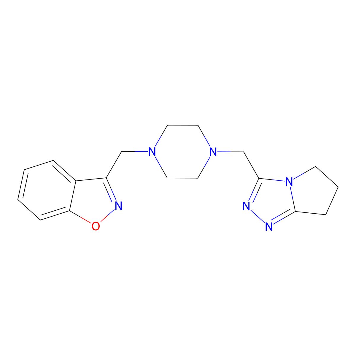 3-{[4-({5H,6H,7H-pyrrolo[2,1-c][1,2,4]triazol-3-yl}methyl)piperazin-1-yl]methyl}-1,2-benzoxazole molecular structure, CAS 3030841-98-3
