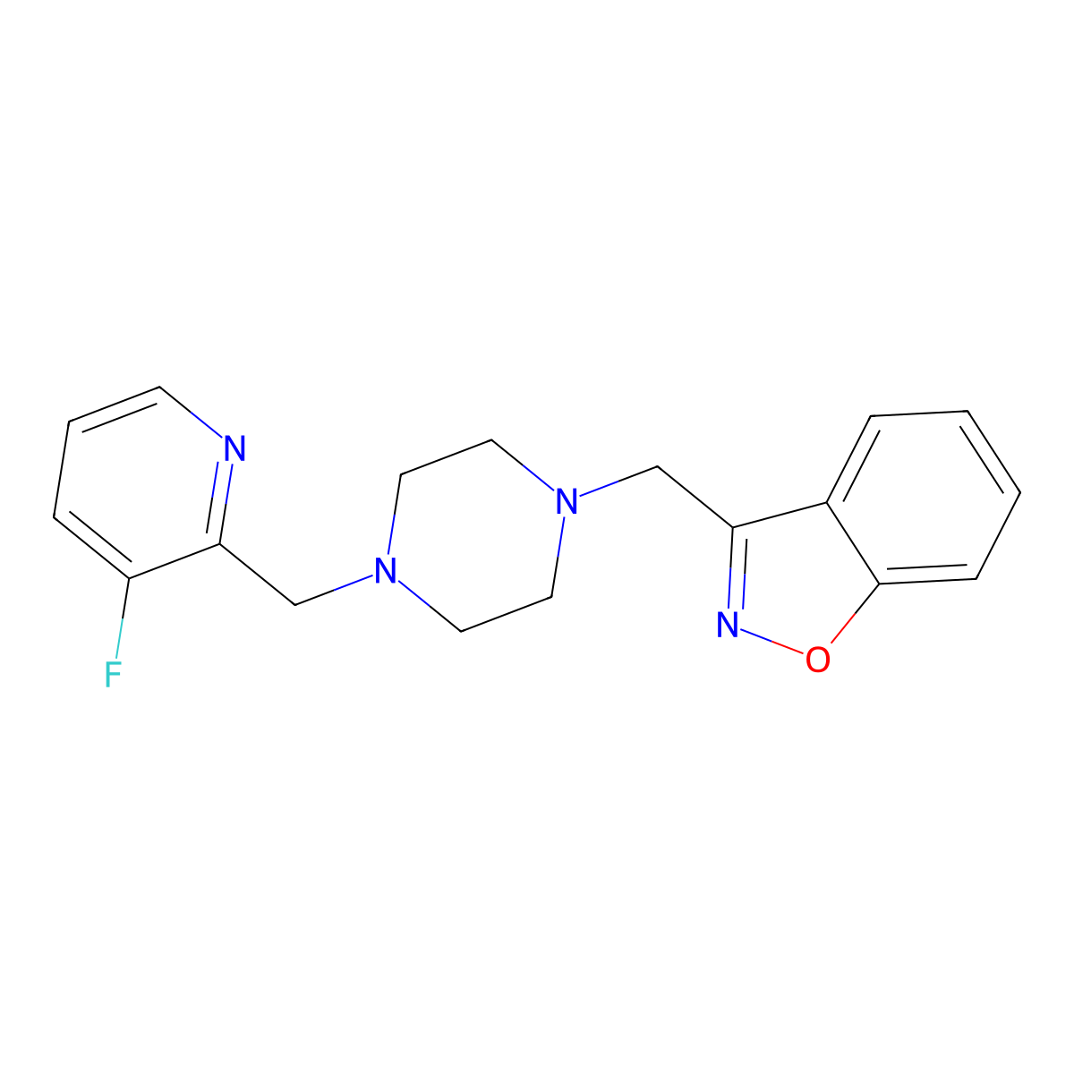 3-({4-[(3-Fluoropyridin-2-yl)methyl]piperazin-1-yl}methyl)-1,2-benzoxazole molecular structure, CAS 3030842-00-0