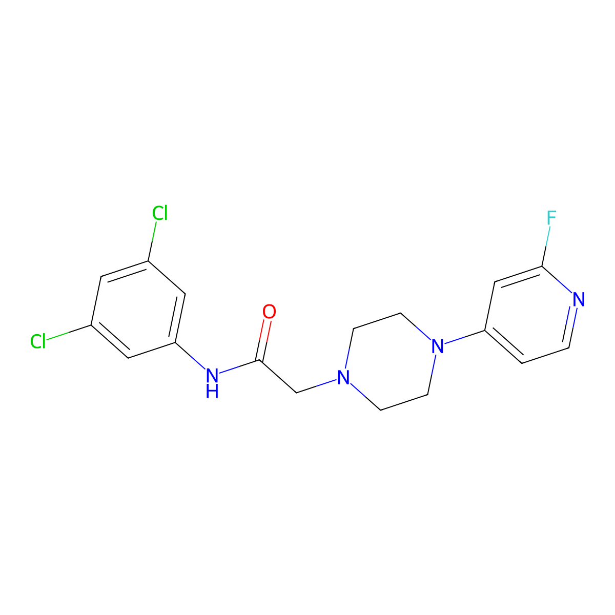 N-(3,5-dichlorophenyl)-2-[4-(2-fluoropyridin-4-yl)piperazin-1-yl]acetamide molecular structure, CAS 3030842-26-0