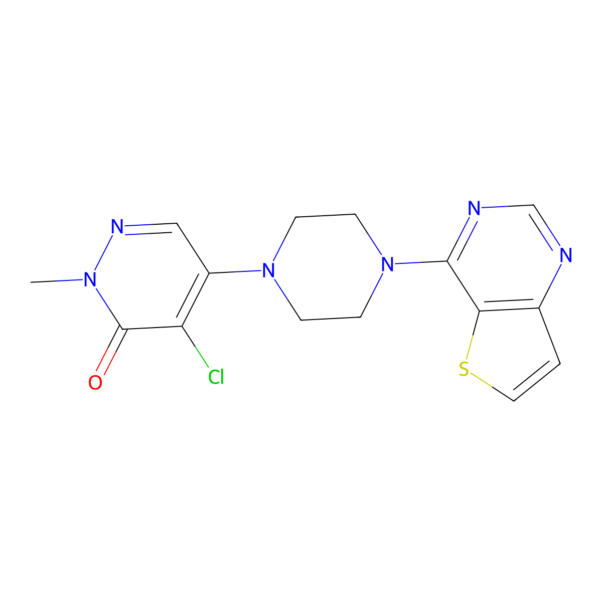 4-Chloro-2-methyl-5-(4-{thieno[3,2-d]pyrimidin-4-yl}piperazin-1-yl)-2,3-dihydropyridazin-3-one molecular structure, CAS 3030842-45-3