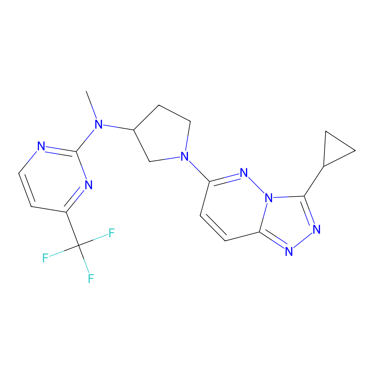 N-(1-{3-cyclopropyl-[1,2,4]triazolo[4,3-b]pyridazin-6-yl}pyrrolidin-3-yl)-N-methyl-4-(trifluoromethyl)pyrimidin-2-amine molecular structure, CAS 3030842-56-6