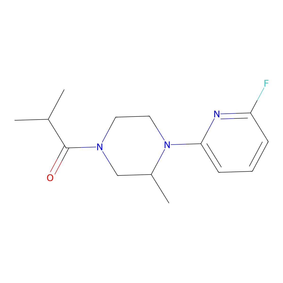 1-[4-(6-Fluoropyridin-2-yl)-3-methylpiperazin-1-yl]-2-methylpropan-1-one molecular structure, CAS 3030842-63-5