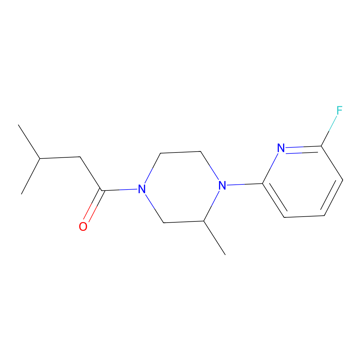 1-[4-(6-Fluoropyridin-2-yl)-3-methylpiperazin-1-yl]-3-methylbutan-1-one molecular structure, CAS 3030842-71-5