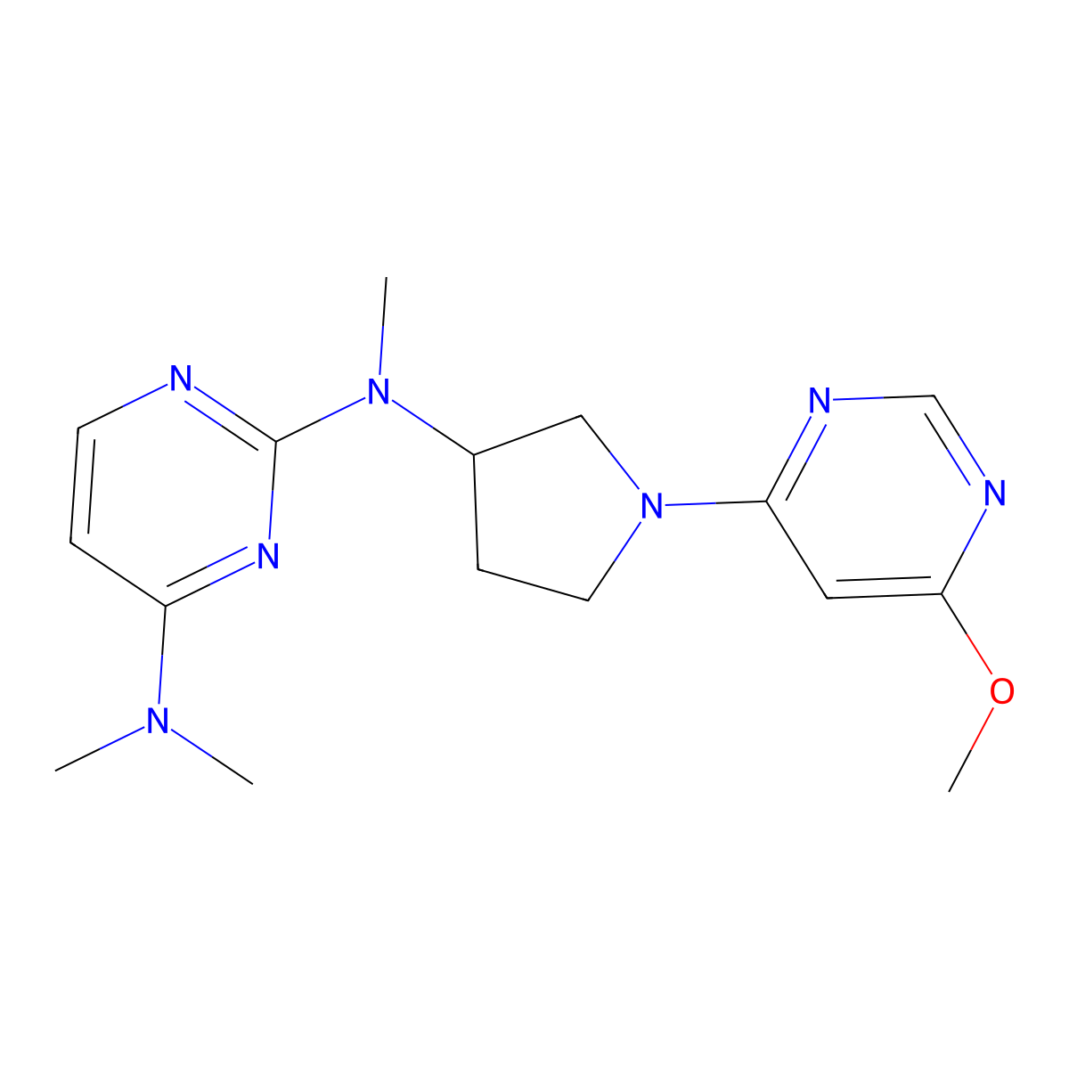 N2-[1-(6-methoxypyrimidin-4-yl)pyrrolidin-3-yl]-N2,N4,N4-trimethylpyrimidine-2,4-diamine molecular structure, CAS 3030842-77-1