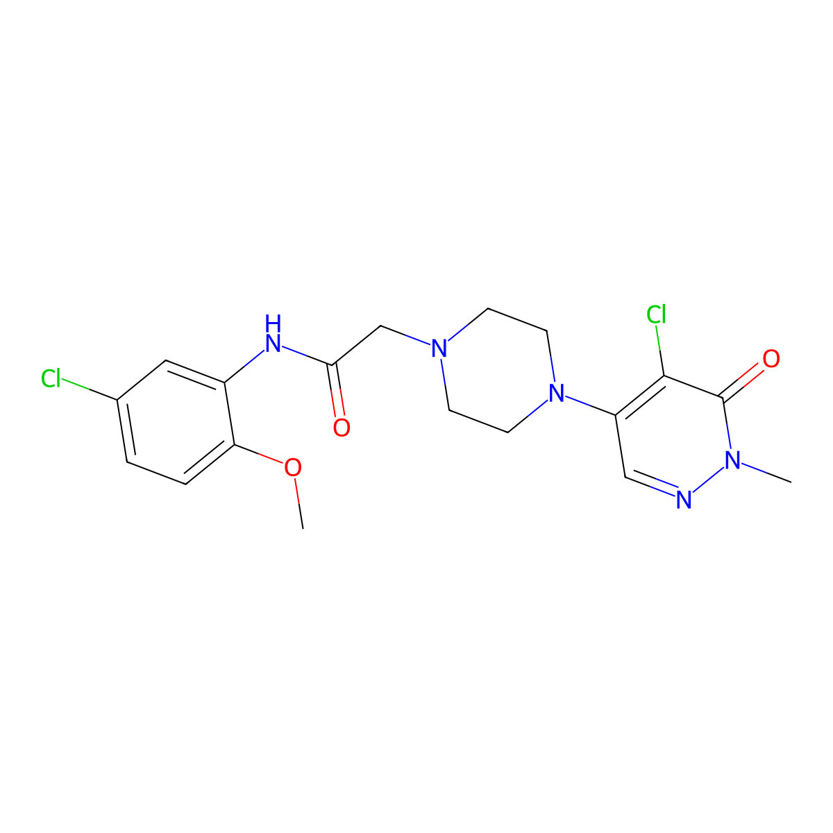 2-[4-(5-chloro-1-methyl-6-oxo-1,6-dihydropyridazin-4-yl)piperazin-1-yl]-N-(5-chloro-2-methoxyphenyl)acetamide molecular structure, CAS 3030842-82-8