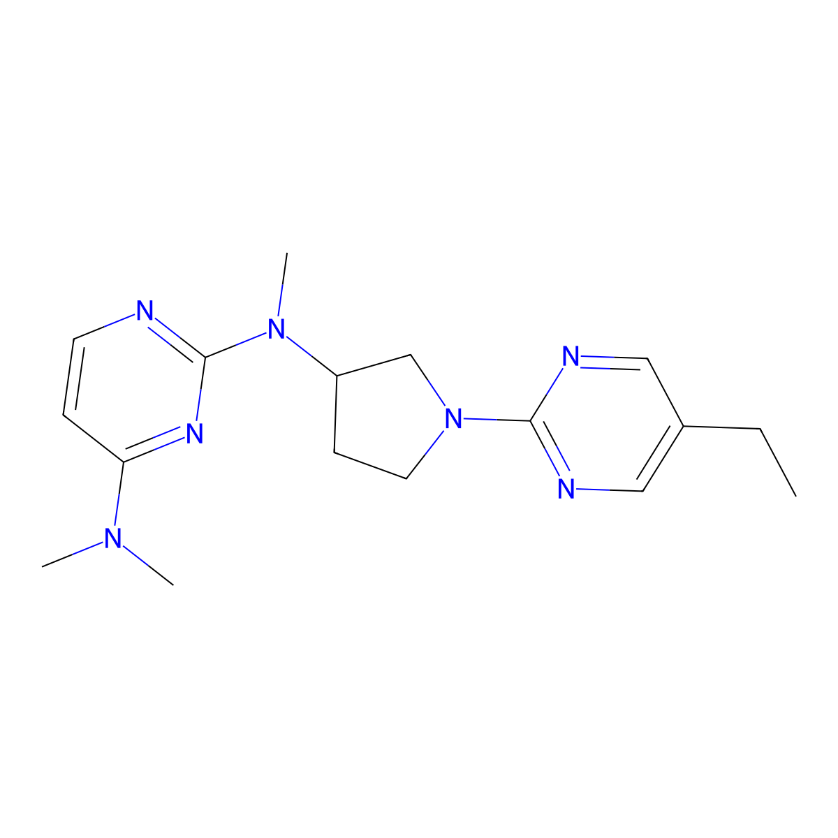 N2-[1-(5-ethylpyrimidin-2-yl)pyrrolidin-3-yl]-N2,N4,N4-trimethylpyrimidine-2,4-diamine molecular structure, CAS 3030842-84-0