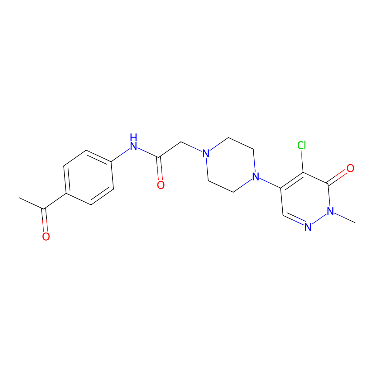 N-(4-acetylphenyl)-2-[4-(5-chloro-1-methyl-6-oxo-1,6-dihydropyridazin-4-yl)piperazin-1-yl]acetamide molecular structure, CAS 3030842-86-2