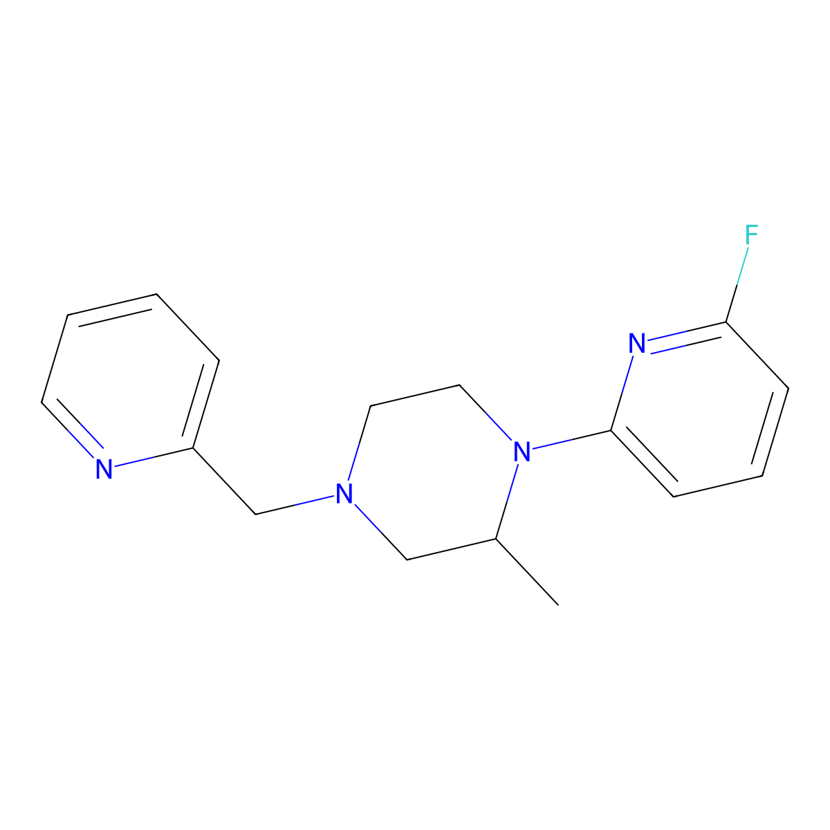 1-(6-Fluoropyridin-2-yl)-2-methyl-4-[(pyridin-2-yl)methyl]piperazine molecular structure, CAS 3030842-87-3