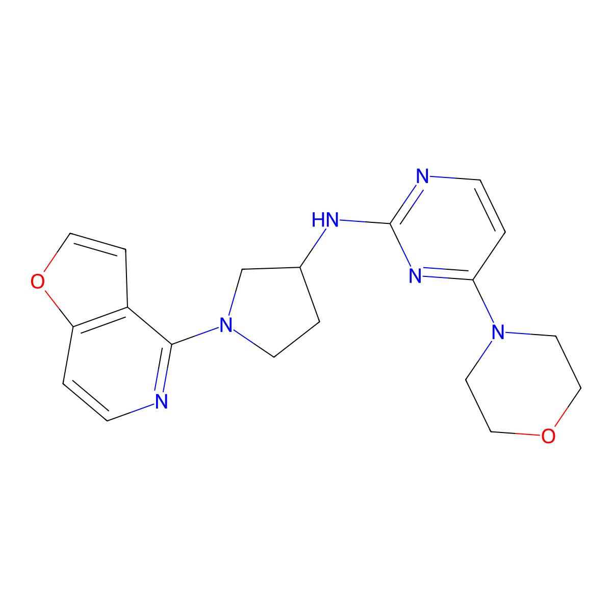 N-(1-{furo[3,2-c]pyridin-4-yl}pyrrolidin-3-yl)-4-(morpholin-4-yl)pyrimidin-2-amine molecular structure, CAS 3030842-89-5