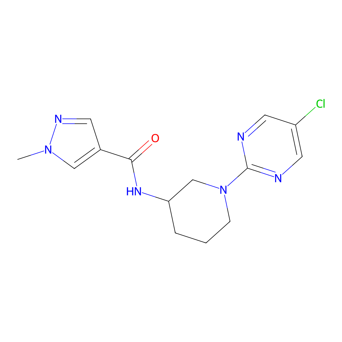 N-[1-(5-chloropyrimidin-2-yl)piperidin-3-yl]-1-methyl-1H-pyrazole-4-carboxamide molecular structure, CAS 3030842-96-4
