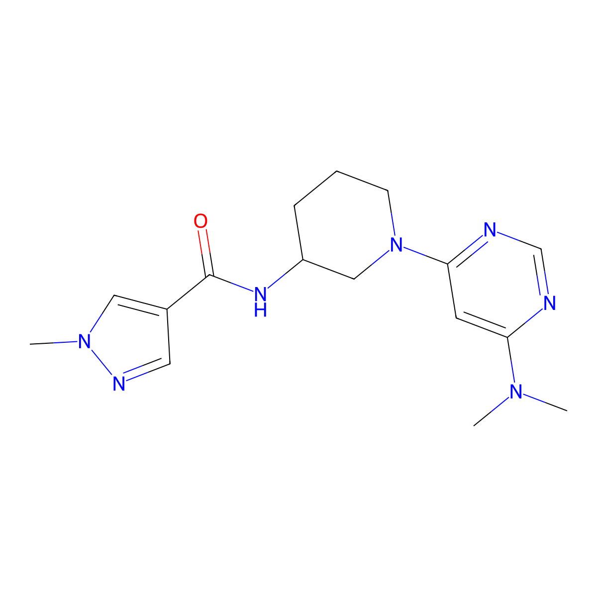 N-{1-[6-(dimethylamino)pyrimidin-4-yl]piperidin-3-yl}-1-methyl-1H-pyrazole-4-carboxamide molecular structure, CAS 3030843-03-6