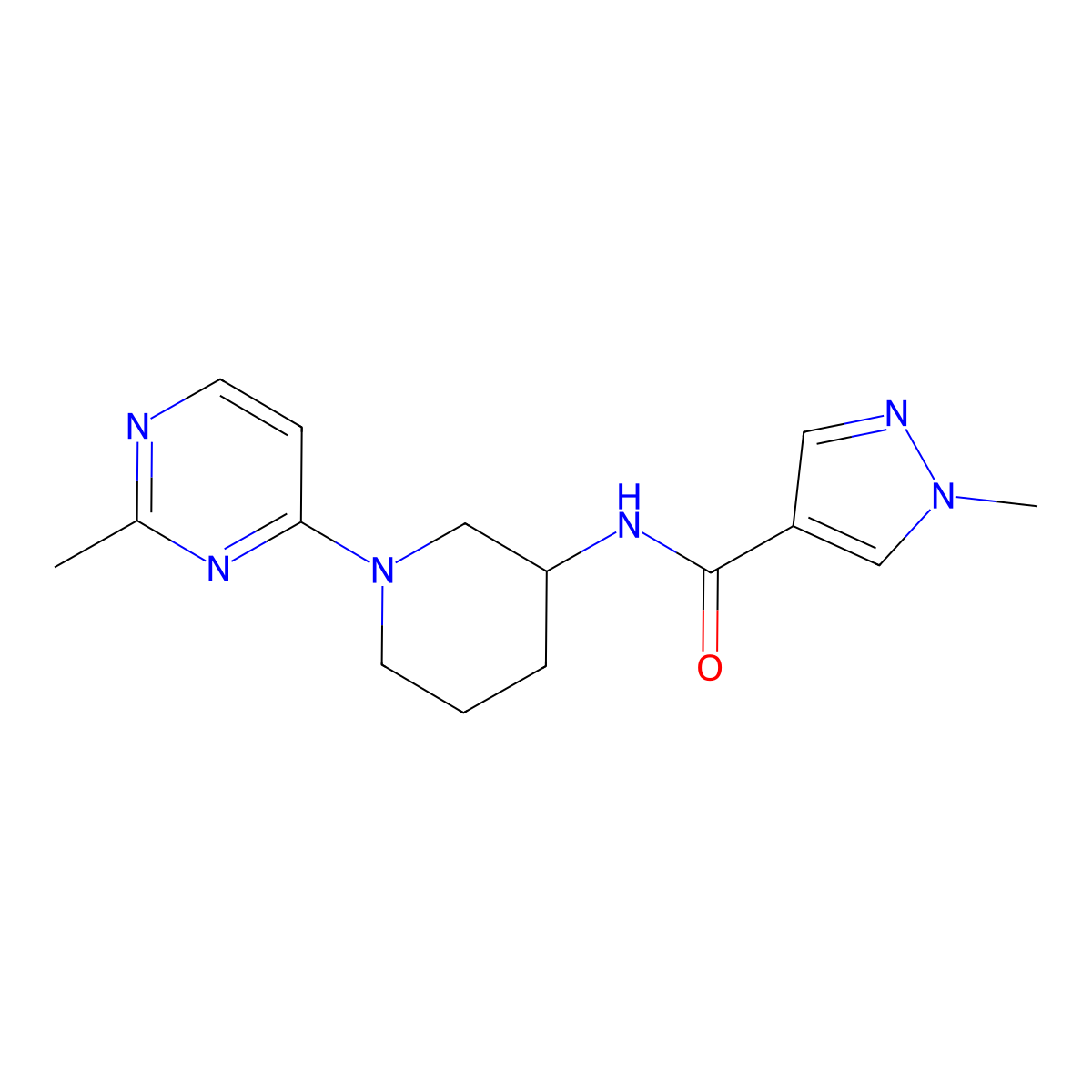 1-methyl-N-[1-(2-methylpyrimidin-4-yl)piperidin-3-yl]-1H-pyrazole-4-carboxamide molecular structure, CAS 3030843-16-1