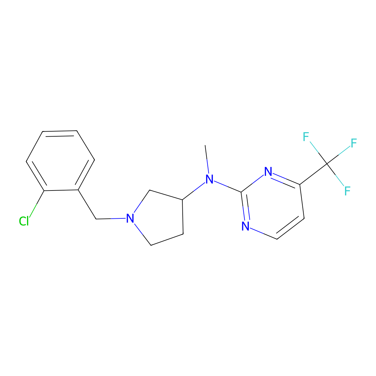 N-{1-[(2-chlorophenyl)methyl]pyrrolidin-3-yl}-N-methyl-4-(trifluoromethyl)pyrimidin-2-amine molecular structure, CAS 3030843-20-7