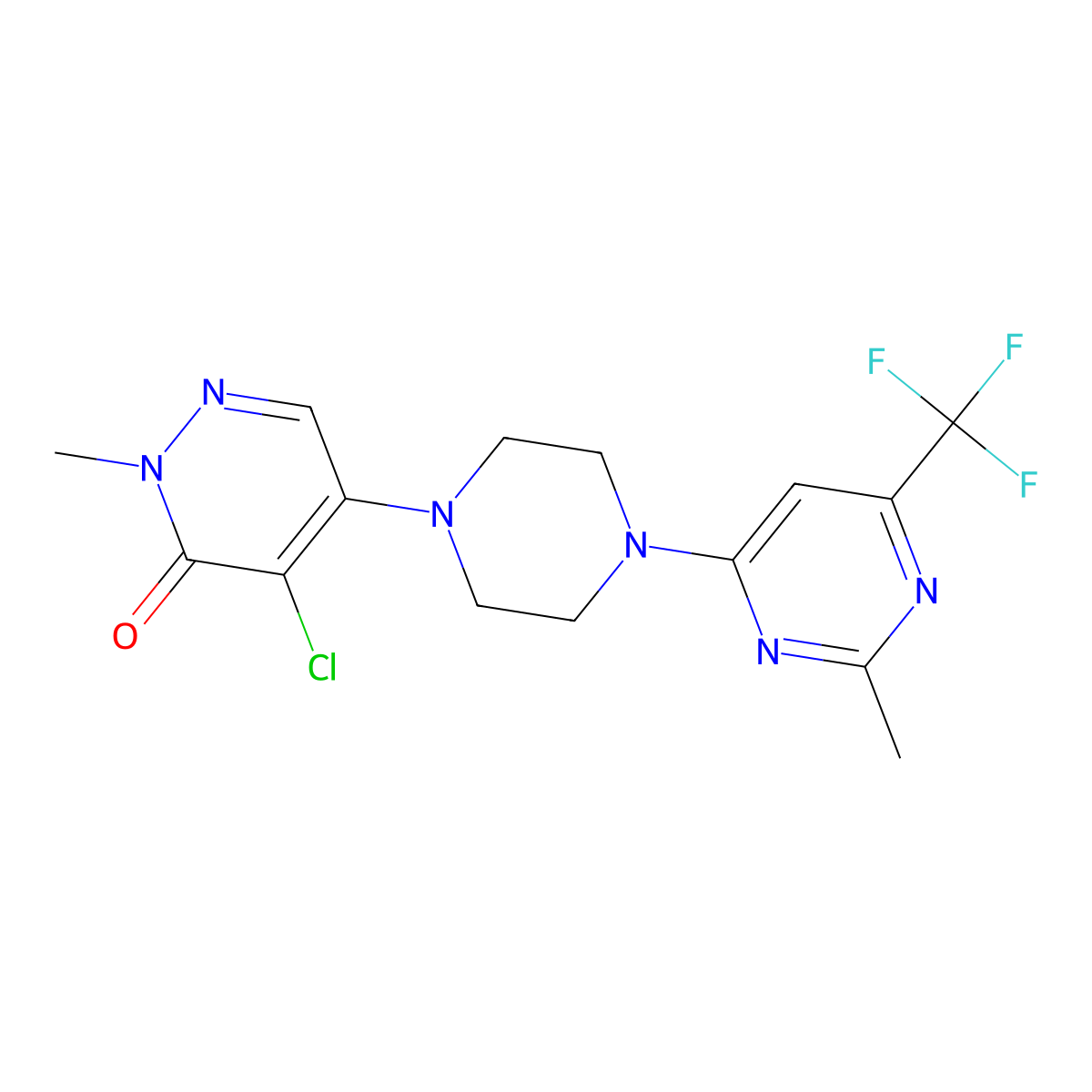 4-Chloro-2-methyl-5-{4-[2-methyl-6-(trifluoromethyl)pyrimidin-4-yl]piperazin-1-yl}-2,3-dihydropyridazin-3-one molecular structure, CAS 3030843-21-8