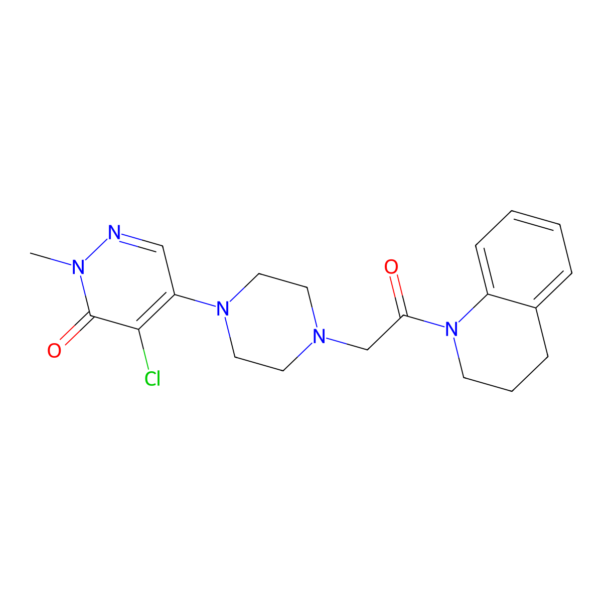 4-Chloro-2-methyl-5-{4-[2-oxo-2-(1,2,3,4-tetrahydroquinolin-1-yl)ethyl]piperazin-1-yl}-2,3-dihydropyridazin-3-one molecular structure, CAS 3030843-29-6