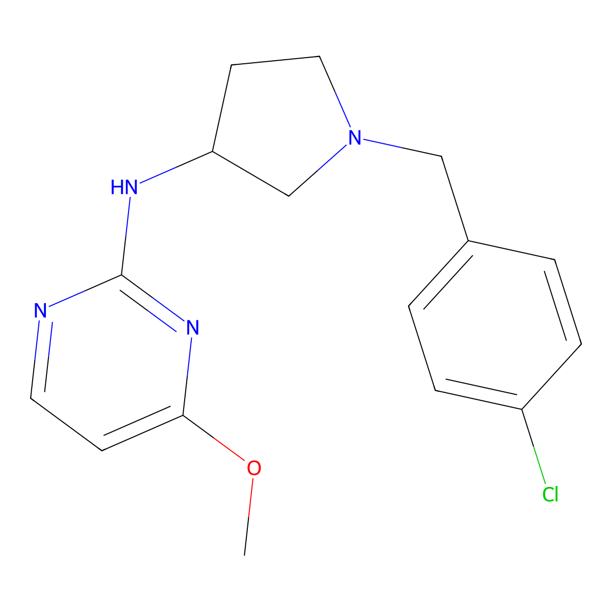 N-{1-[(4-chlorophenyl)methyl]pyrrolidin-3-yl}-4-methoxypyrimidin-2-amine molecular structure, CAS 3030843-46-7