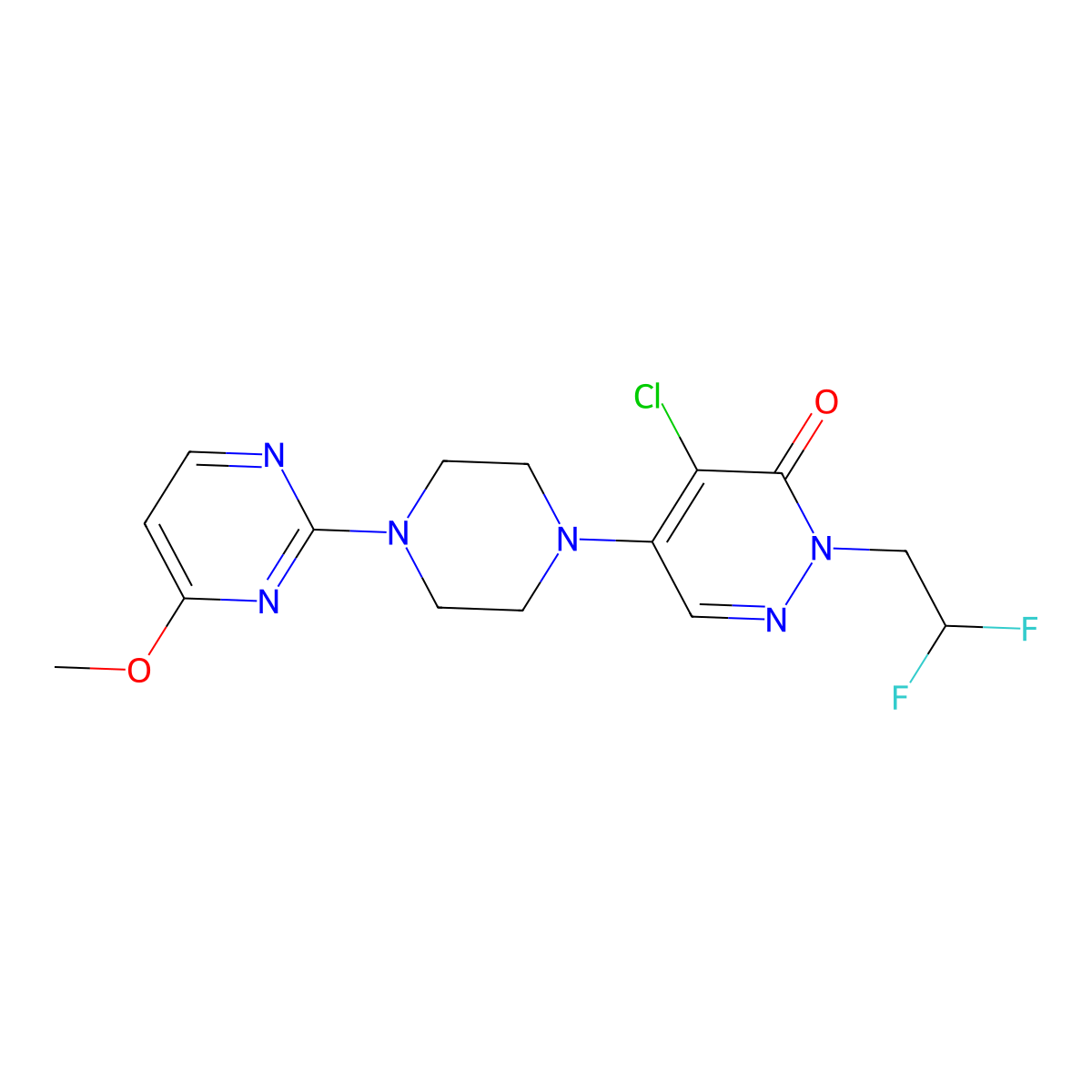 4-Chloro-2-(2,2-difluoroethyl)-5-[4-(4-methoxypyrimidin-2-yl)piperazin-1-yl]-2,3-dihydropyridazin-3-one molecular structure, CAS 3030843-64-9