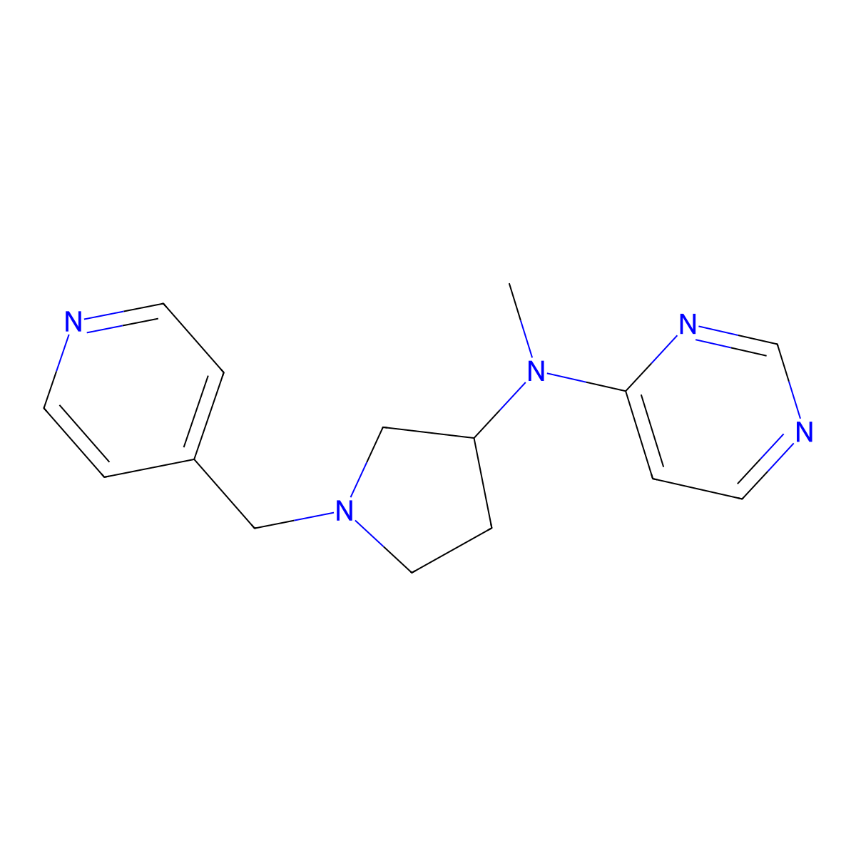 N-methyl-N-{1-[(pyridin-4-yl)methyl]pyrrolidin-3-yl}pyrimidin-4-amine molecular structure, CAS 3030843-74-1