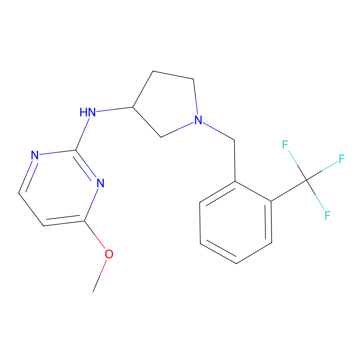 4-methoxy-N-(1-{[2-(trifluoromethyl)phenyl]methyl}pyrrolidin-3-yl)pyrimidin-2-amine molecular structure, CAS 3030843-84-3