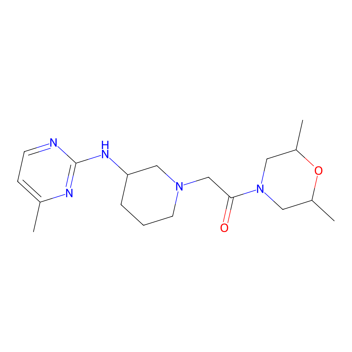 1-(2,6-Dimethylmorpholin-4-yl)-2-{3-[(4-methylpyrimidin-2-yl)amino]piperidin-1-yl}ethan-1-one molecular structure, CAS 3030843-91-2