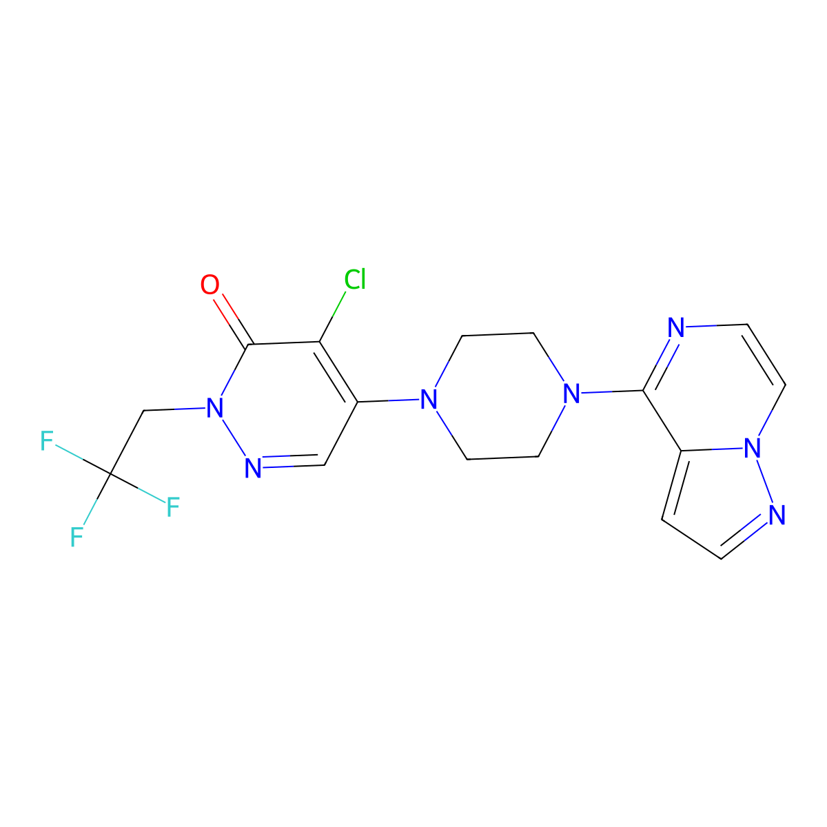 4-Chloro-5-(4-{pyrazolo[1,5-a]pyrazin-4-yl}piperazin-1-yl)-2-(2,2,2-trifluoroethyl)-2,3-dihydropyridazin-3-one molecular structure, CAS 3030843-94-5