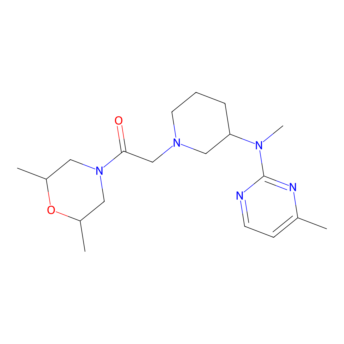 1-(2,6-Dimethylmorpholin-4-yl)-2-{3-[methyl(4-methylpyrimidin-2-yl)amino]piperidin-1-yl}ethan-1-one molecular structure, CAS 3030844-02-8