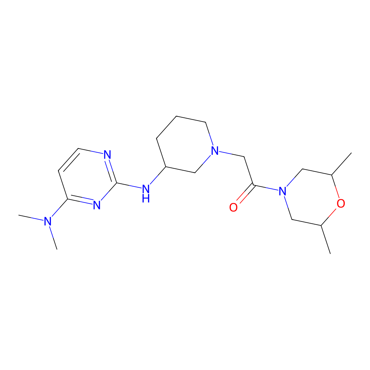 2-(3-{[4-(Dimethylamino)pyrimidin-2-yl]amino}piperidin-1-yl)-1-(2,6-dimethylmorpholin-4-yl)ethan-1-one molecular structure, CAS 3030844-13-1