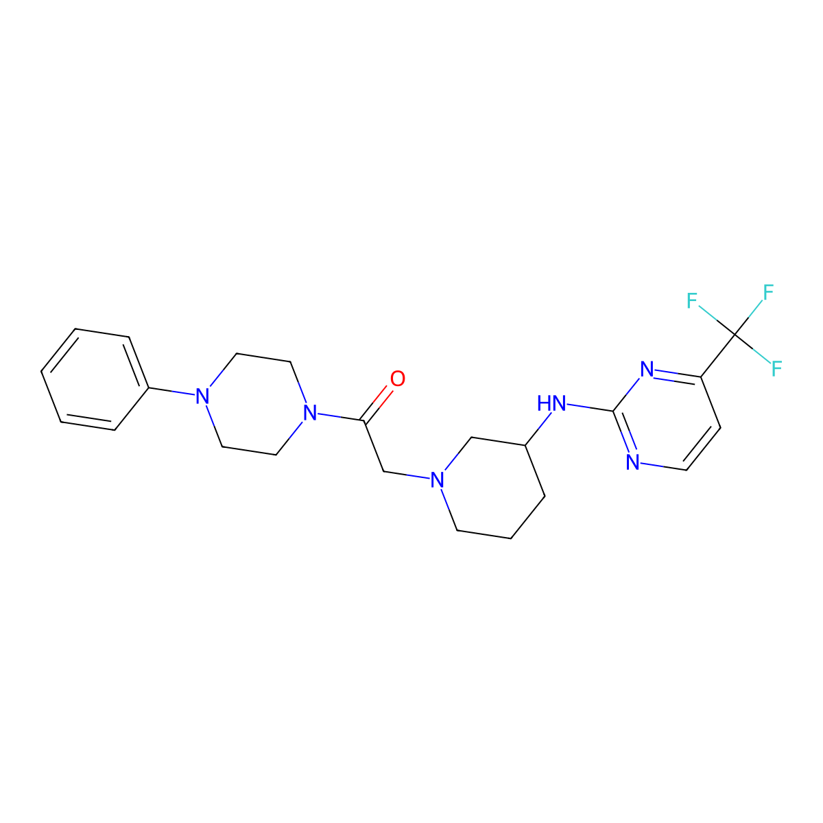 1-(4-Phenylpiperazin-1-yl)-2-(3-{[4-(trifluoromethyl)pyrimidin-2-yl]amino}piperidin-1-yl)ethan-1-one molecular structure, CAS 3030844-17-5