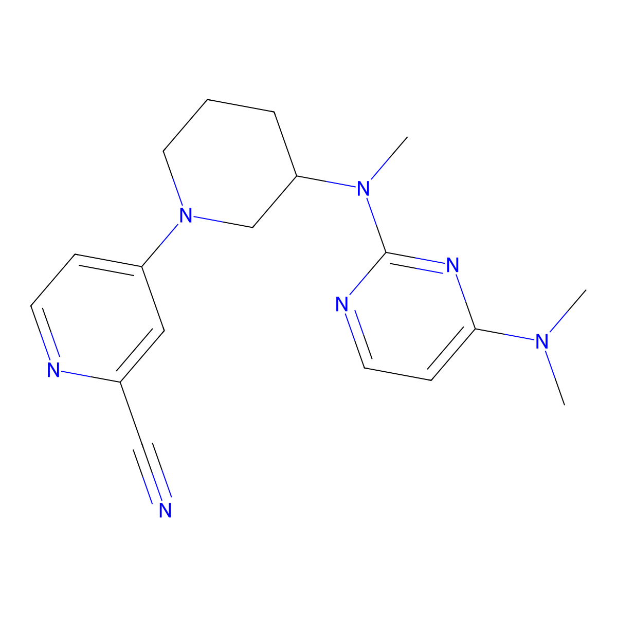 4-(3-{[4-(Dimethylamino)pyrimidin-2-yl](methyl)amino}piperidin-1-yl)pyridine-2-carbonitrile molecular structure, CAS 3030844-23-3