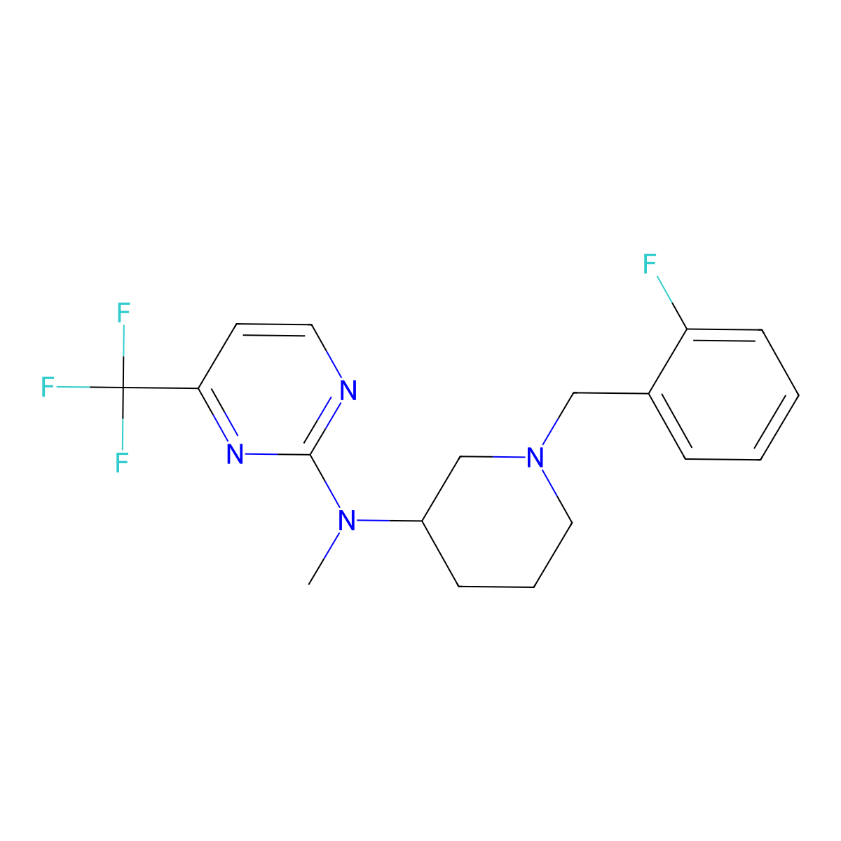 N-{1-[(2-fluorophenyl)methyl]piperidin-3-yl}-N-methyl-4-(trifluoromethyl)pyrimidin-2-amine molecular structure, CAS 3030844-25-5