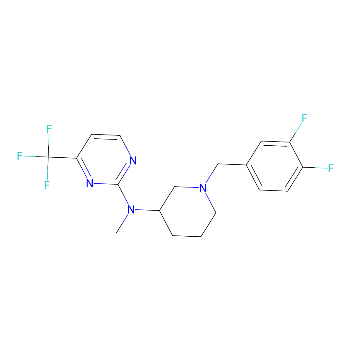 N-{1-[(3,4-difluorophenyl)methyl]piperidin-3-yl}-N-methyl-4-(trifluoromethyl)pyrimidin-2-amine molecular structure, CAS 3030844-33-5