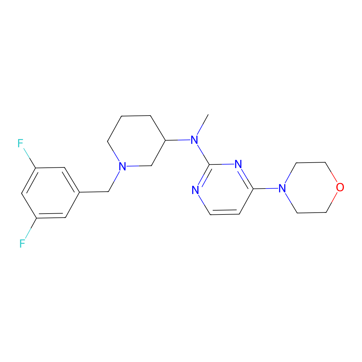 N-{1-[(3,5-difluorophenyl)methyl]piperidin-3-yl}-N-methyl-4-(morpholin-4-yl)pyrimidin-2-amine molecular structure, CAS 3030844-36-8