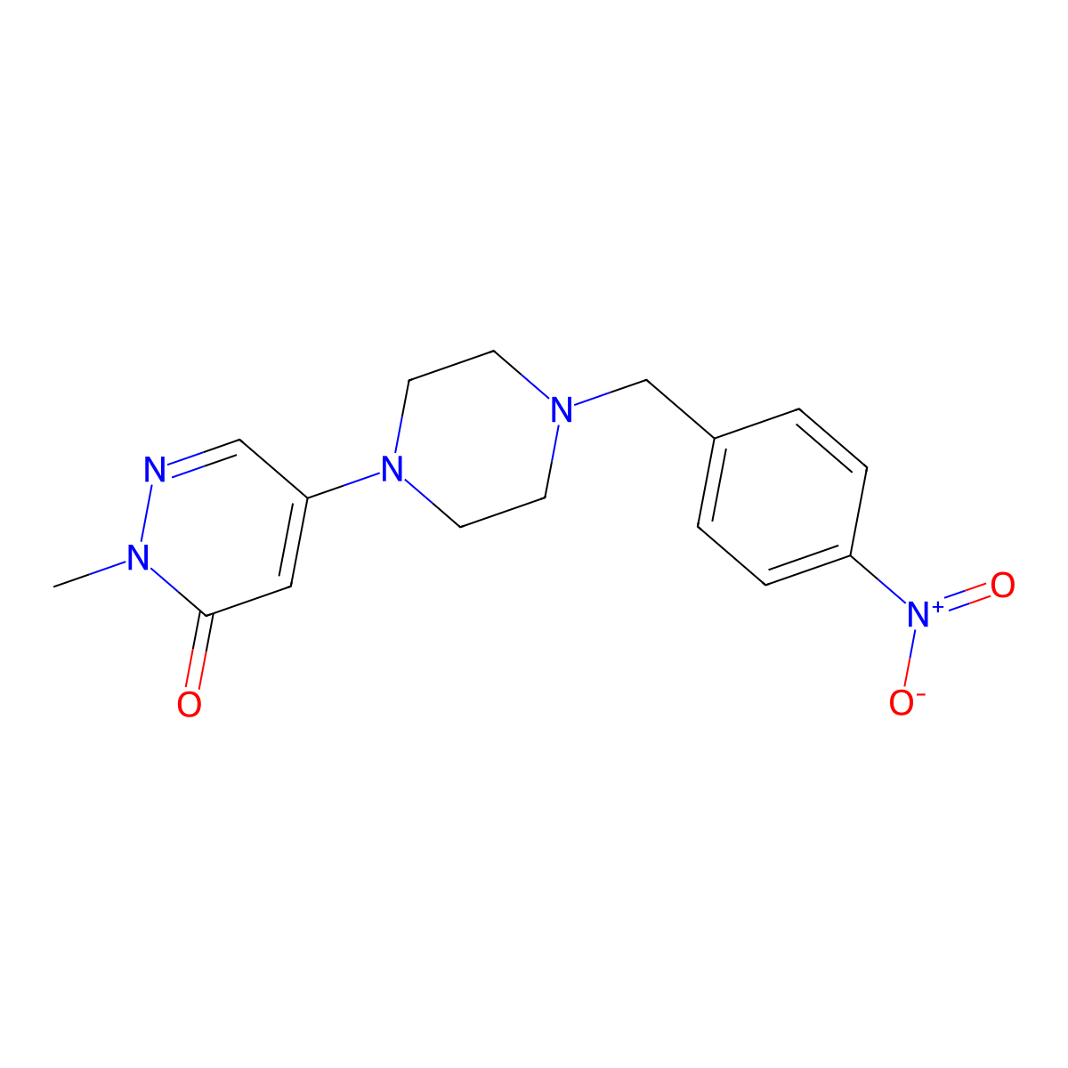 2-Methyl-5-{4-[(4-nitrophenyl)methyl]piperazin-1-yl}-2,3-dihydropyridazin-3-one molecular structure, CAS 3030844-51-7