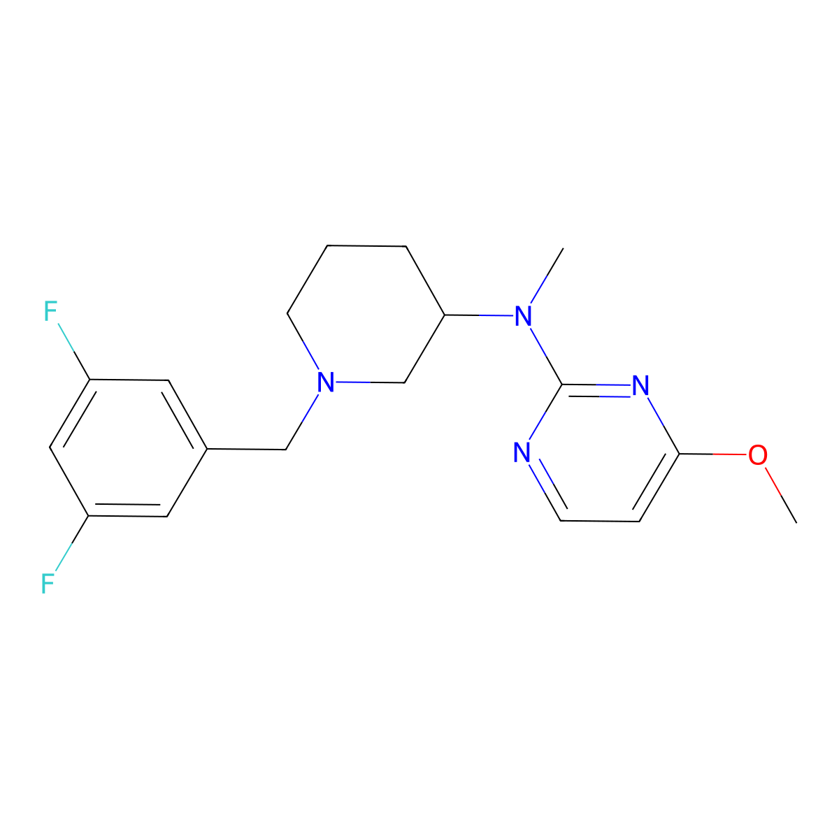 N-{1-[(3,5-difluorophenyl)methyl]piperidin-3-yl}-4-methoxy-N-methylpyrimidin-2-amine molecular structure, CAS 3030844-52-8