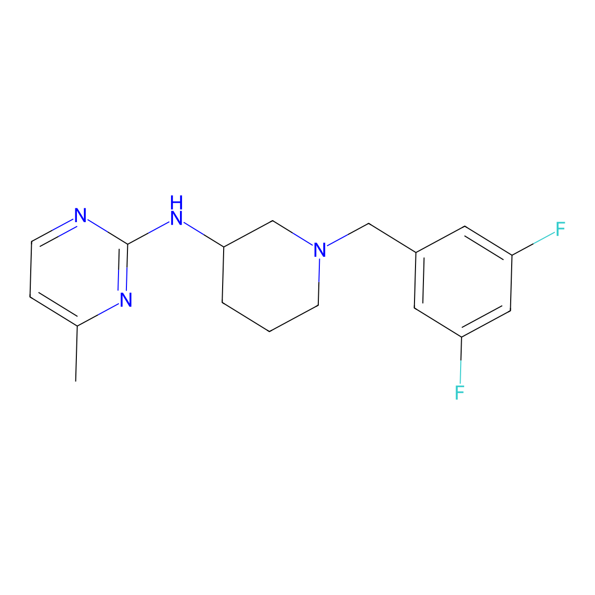 N-{1-[(3,5-difluorophenyl)methyl]piperidin-3-yl}-4-methylpyrimidin-2-amine molecular structure, CAS 3030844-57-3