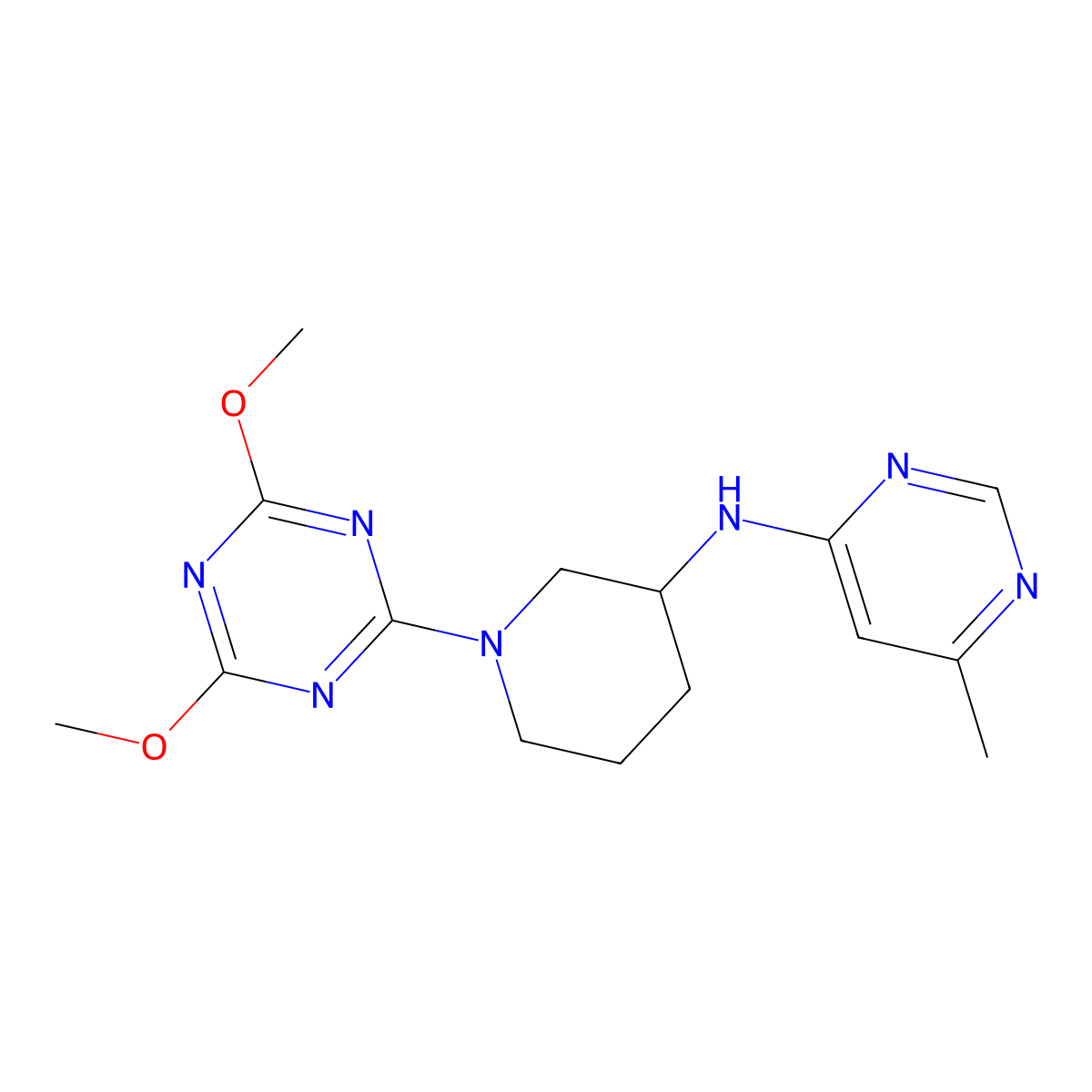 N-[1-(4,6-dimethoxy-1,3,5-triazin-2-yl)piperidin-3-yl]-6-methylpyrimidin-4-amine molecular structure, CAS 3030844-58-4