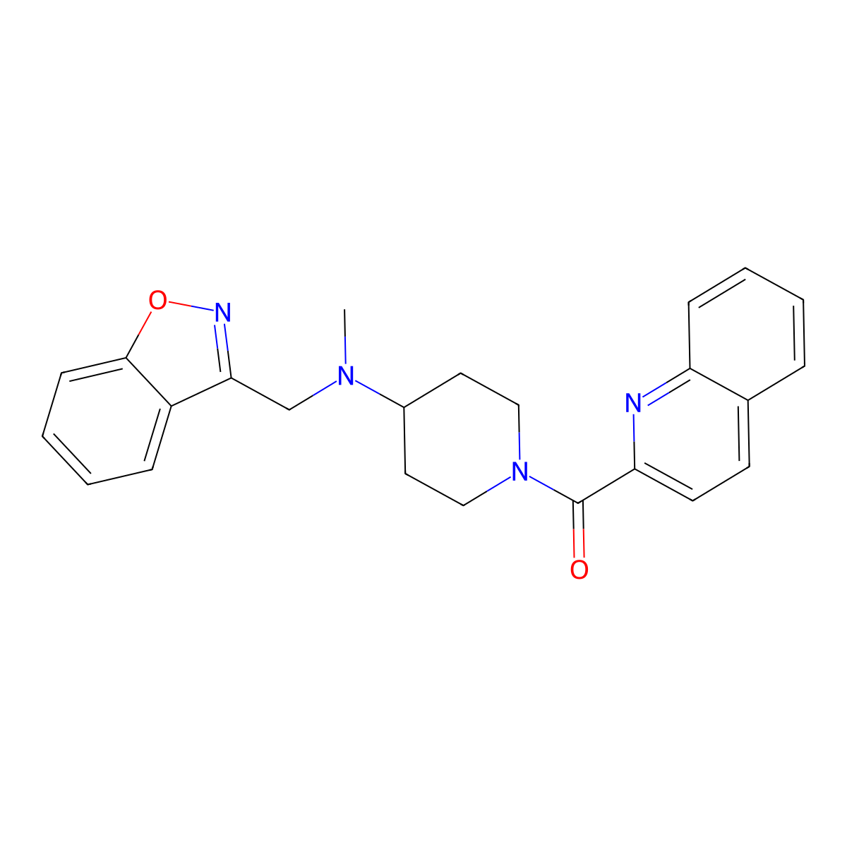 [4-[1,2-Benzoxazol-3-ylmethyl(methyl)amino]piperidin-1-yl]-quinolin-2-ylmethanone molecular structure, CAS 3030844-62-0