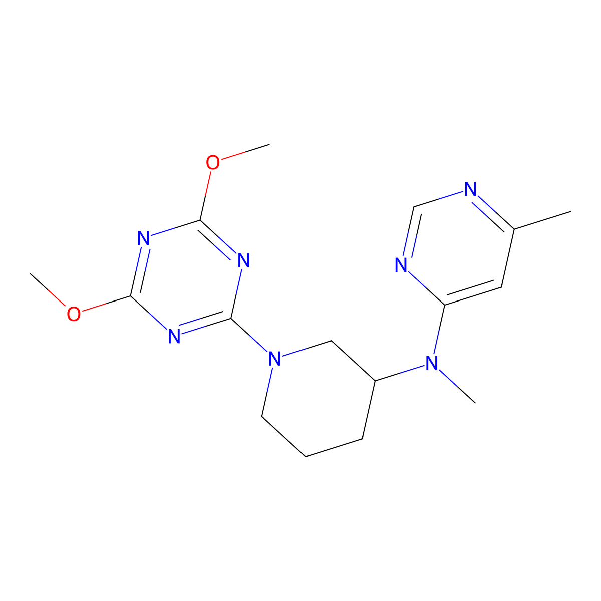 N-[1-(4,6-dimethoxy-1,3,5-triazin-2-yl)piperidin-3-yl]-N,6-dimethylpyrimidin-4-amine molecular structure, CAS 3030844-66-4