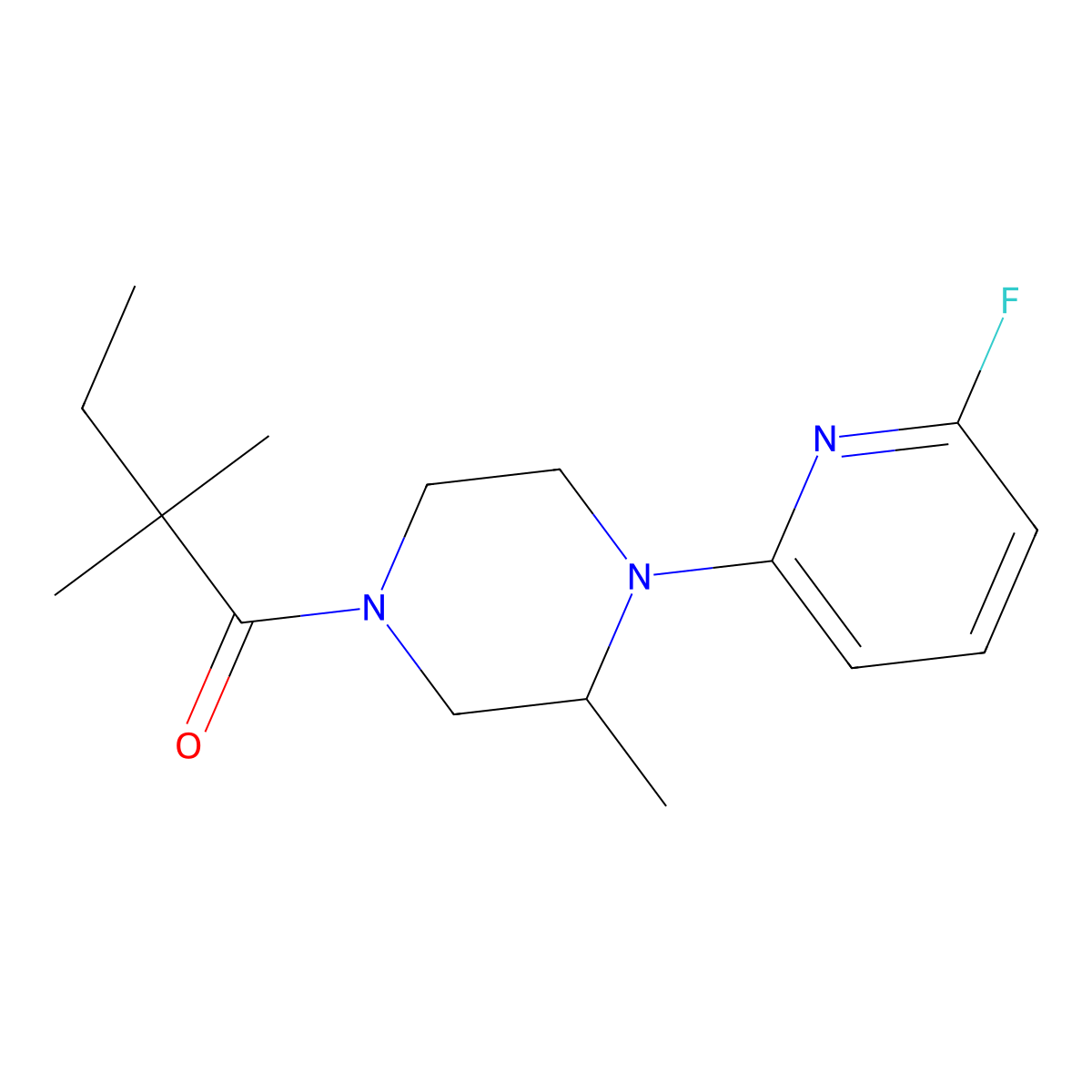 1-[4-(6-Fluoropyridin-2-yl)-3-methylpiperazin-1-yl]-2,2-dimethylbutan-1-one molecular structure, CAS 3030844-80-2