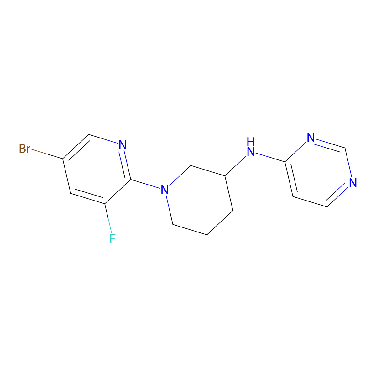 N-[1-(5-bromo-3-fluoropyridin-2-yl)piperidin-3-yl]pyrimidin-4-amine molecular structure, CAS 3030844-84-6