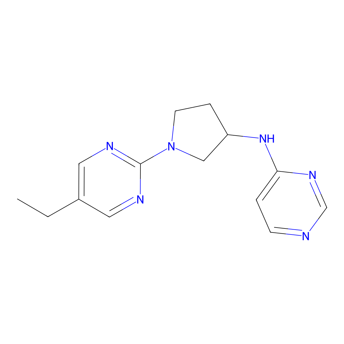 N-[1-(5-ethylpyrimidin-2-yl)pyrrolidin-3-yl]pyrimidin-4-amine molecular structure, CAS 3030844-85-7